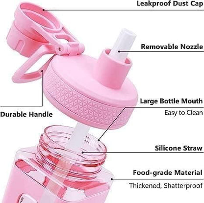 Kawaii Water Bottle with Straw and Sticker (Assorted Color)