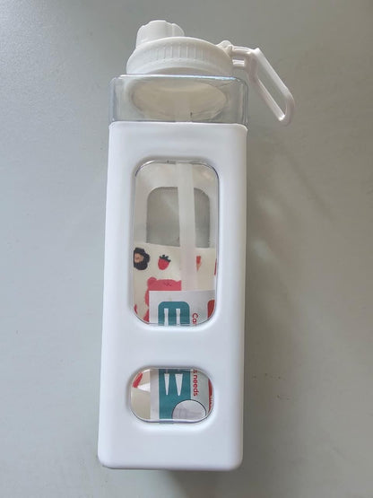 Kawaii Water Bottle with Straw and Sticker (Assorted Color)