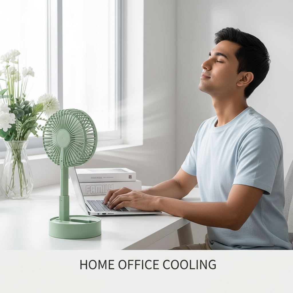 Indian Man Home Office Cooling
