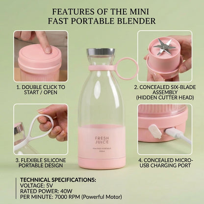 Portable  Electric 6-Blade Juicer with USB Charging